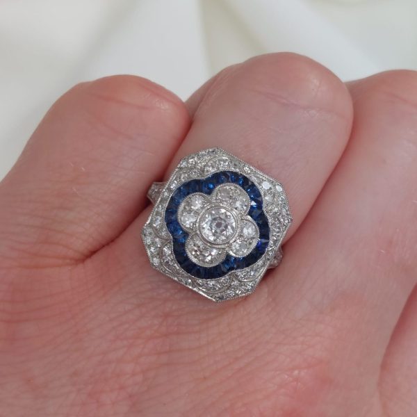 Sapphire and Diamond Cluster Dress Ring