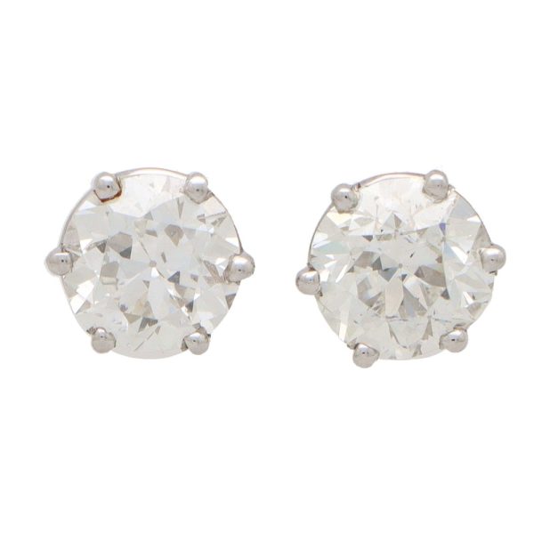 GIA Certified Single Stone 4.44ct Diamond Solitaire Stud Earrings in Platinum with GIA Certificates