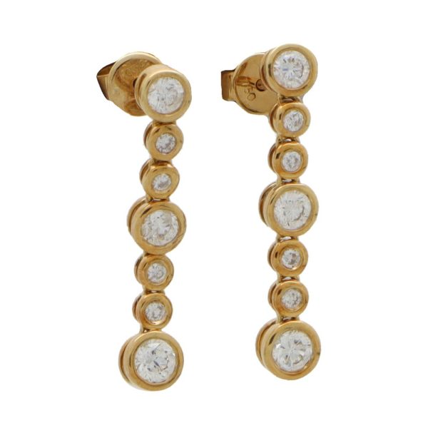 Modern Rubover 1ct Diamond Drop Earrings in 18ct Yellow Gold