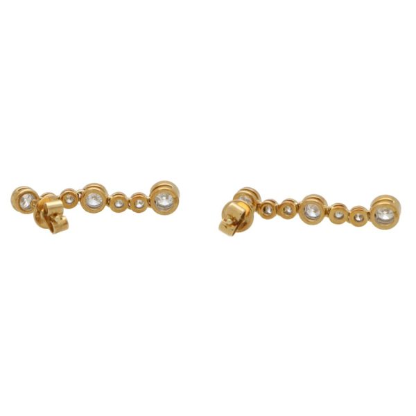 Modern Rubover 1ct Diamond Drop Earrings in 18ct Yellow Gold