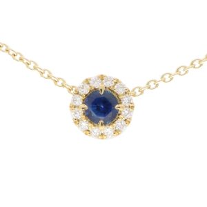 Sapphire and Diamond Cluster Pendant Necklace