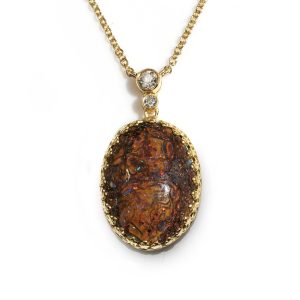 Koroit Opal and Diamond Pendant Necklace