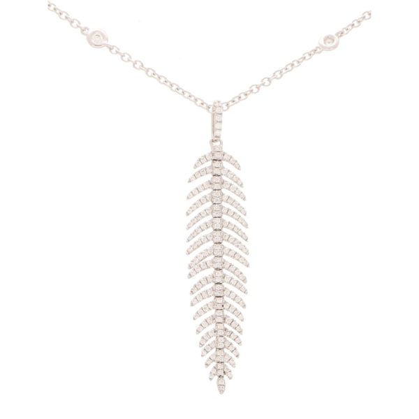 0.48ct Articulated Diamond Feather Necklace in 18ct White Gold