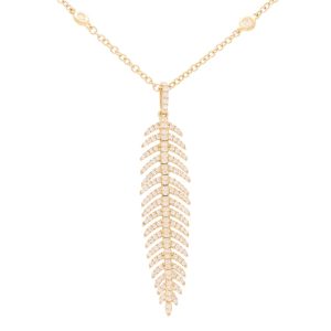 Articulated Diamond Feather Necklace in 18ct Yellow Gold