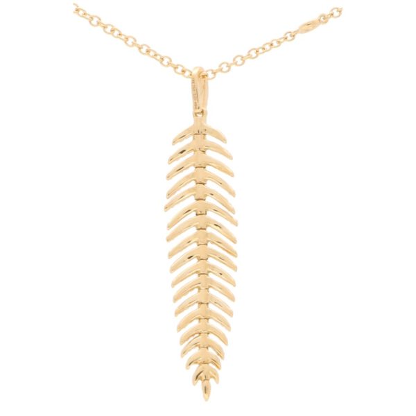 Articulated Diamond Feather Necklace in 18ct Yellow Gold
