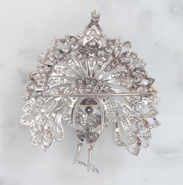 Peacock Diamond Set Brooch, 8 carats