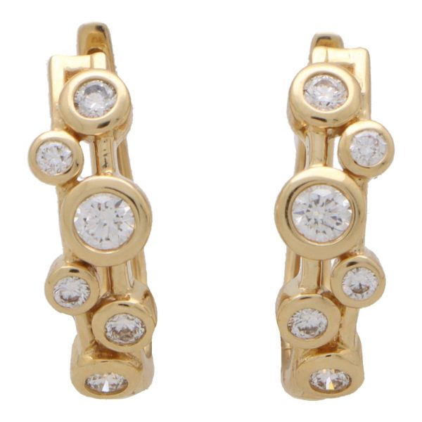 Contemporary 0.43ct Diamond Bubble Hoop Earrings in 18ct Yellow Gold