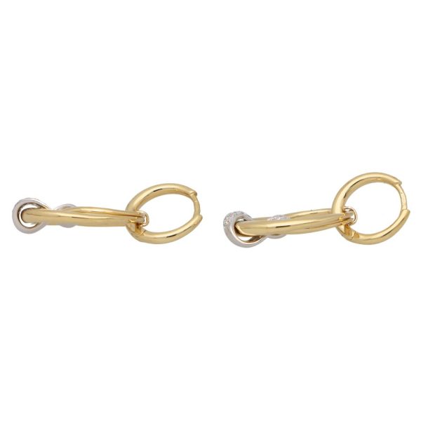 Contemporary 0.48ct Diamond Set Gold Hoop Earrings