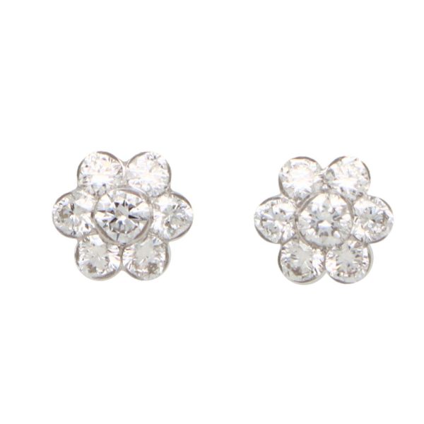 0.48ct Diamond Flower Cluster Stud Earrings in 18ct White Gold