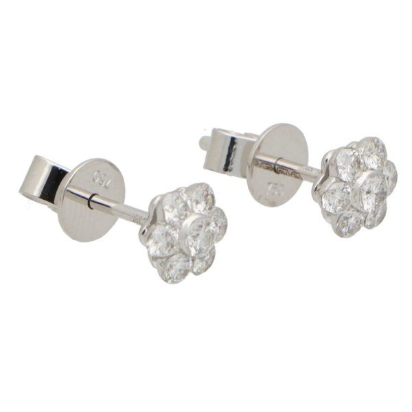 Floral Cluster Diamond Stud Earrings, 0.48 carats