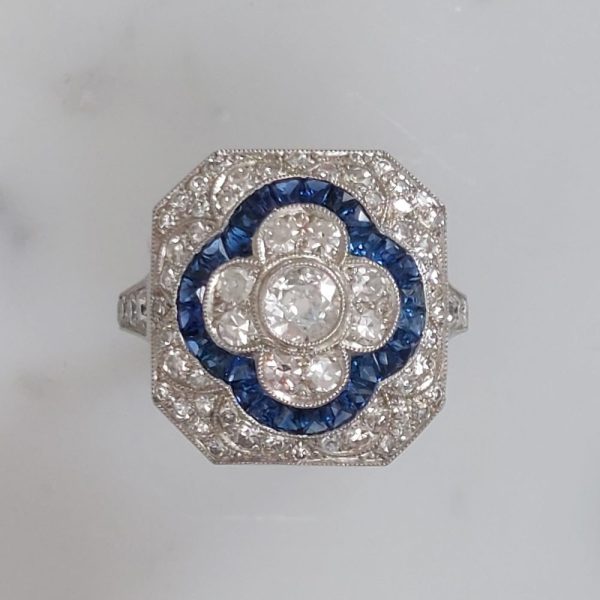 Sapphire and Diamond Cluster Dress Ring