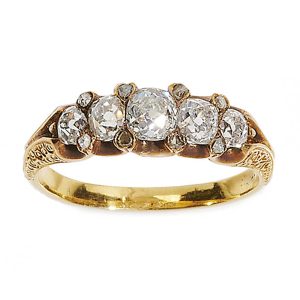 Victorian Antique Five Stone Diamond Ring, 0.85ct