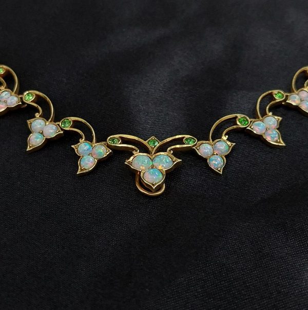 Victorian Antique Opal and Demantoid Garnet Necklace