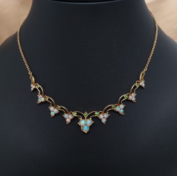 Victorian Antique Opal and Demantoid Garnet Necklace