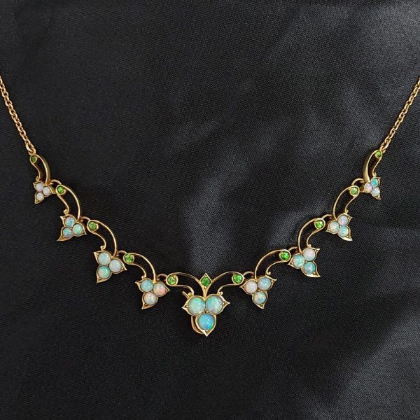 Victorian Antique Opal and Demantoid Garnet Necklace