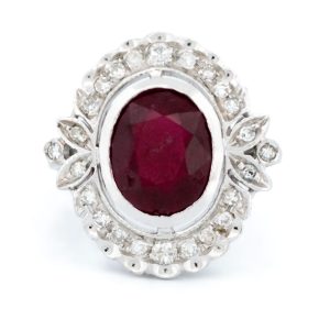 Vintage 1.80ct Ruby and Diamond Cluster Ring