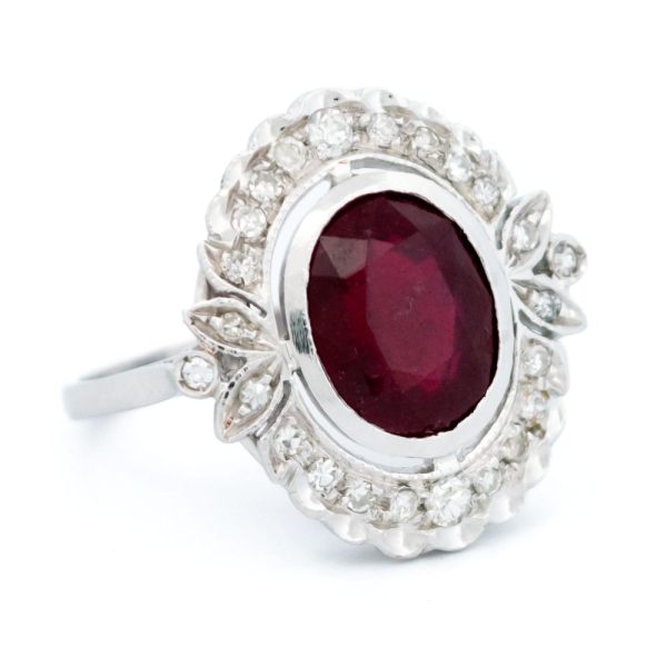 Vintage 1.80ct Ruby and Diamond Cluster Ring