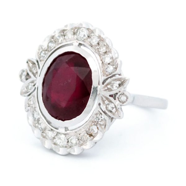 Vintage 1.80ct Ruby and Diamond Cluster Ring