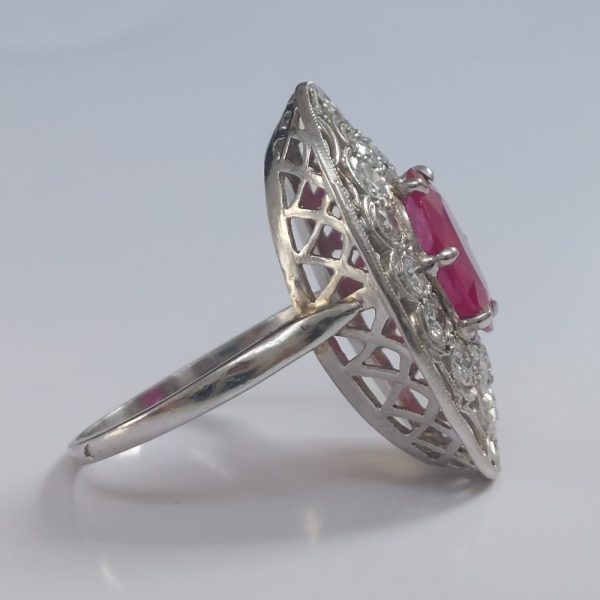 Vintage 3ct Ruby and Diamond Dress Cluster Ring