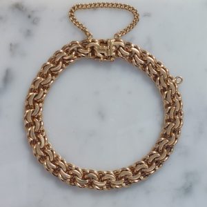 Vintage Fancy Double Curb 18ct Gold Bracelet