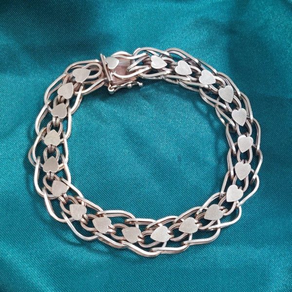 Vintage Fancy Link and Heart Bracelet