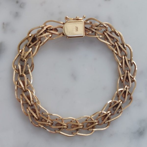 Vintage Fancy Link and Heart Bracelet