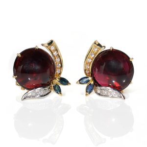 Vintage Garnet and Diamond Floral Earrings