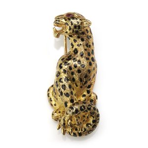 Vintage Leopard Gold Brooch