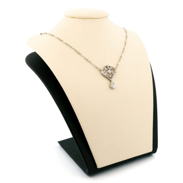Vintage Pear Shape Diamond Pendant Necklace