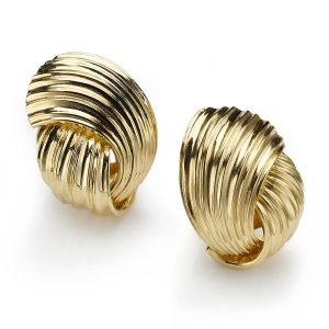 Vintage Swirl Design Gold Clip Earrings