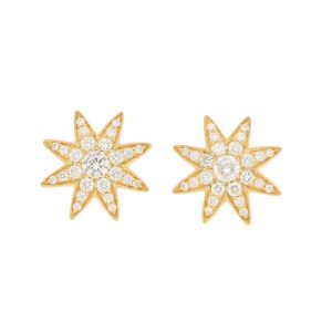 Diamond Star Stud Earrings in 18ct Yellow Gold