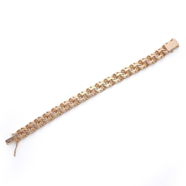 Vintage 18ct Rose Gold Bismark Link Curb Chain Bracelet