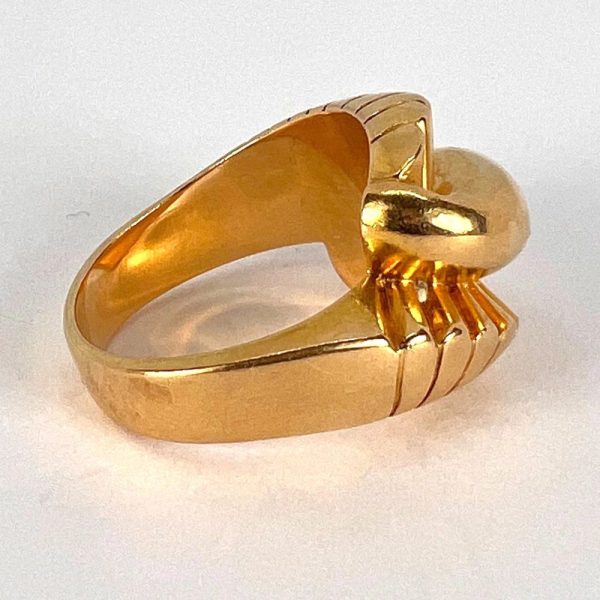 Vintage French Retro 18ct Yellow Gold Dress Ring