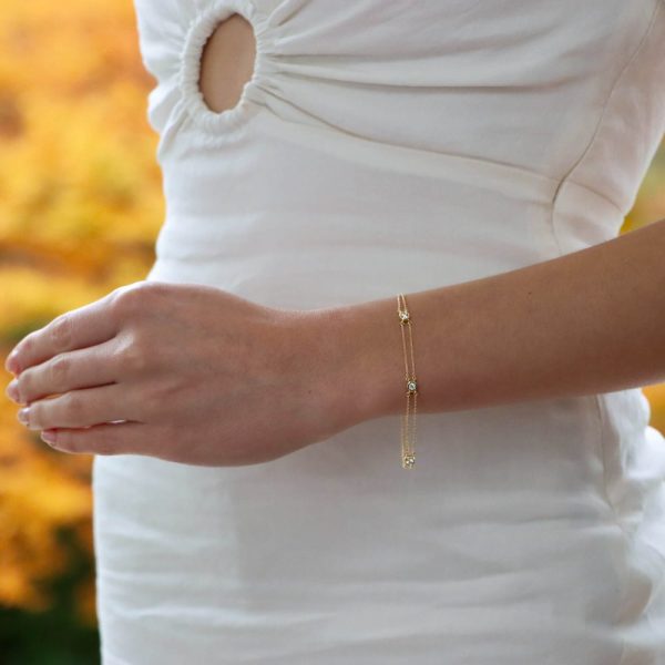 Three Diamond Chain Bracelet, 0.29ct