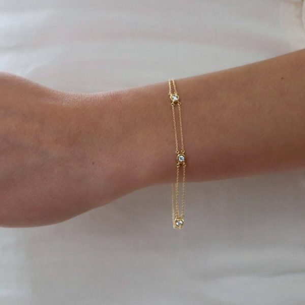 Three Diamond Chain Bracelet, 0.29ct