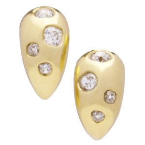 1.68ct Old Mine Cut Diamond and 18ct Yellow Gold Hoop Earrings