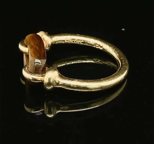 Cartier Carved Tigers Eye and Gold Ring