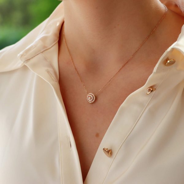 Diamond Swirl Pendant Necklace in 18ct Rose Gold