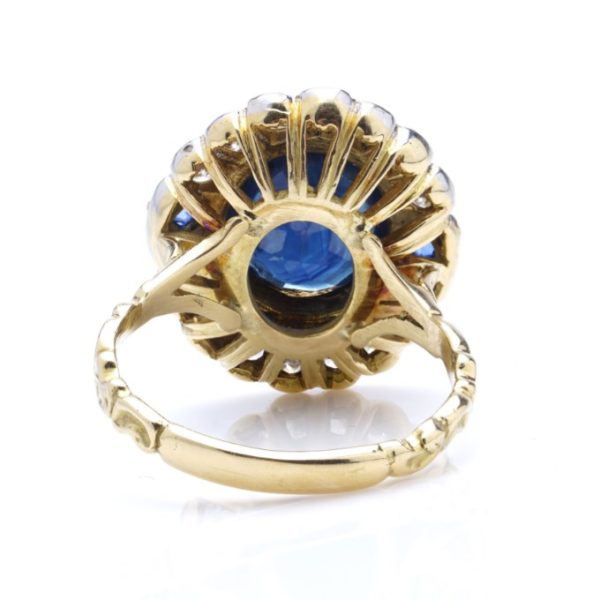 Vintage 2ct Sapphire and Diamond Cluster Ring