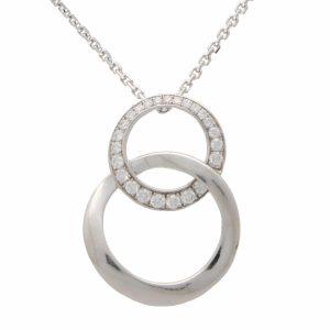 Double Hoop Diamond Pendant Necklace, 0.41ct