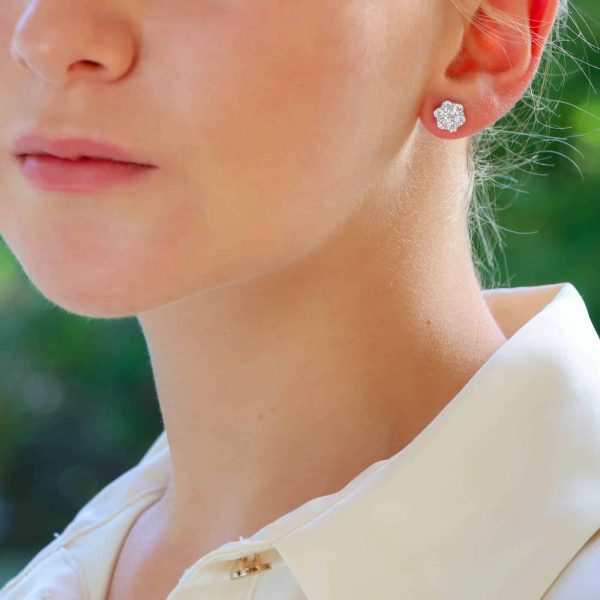 1.50ct Diamond Flower Cluster Stud Earrings in 18ct White Gold