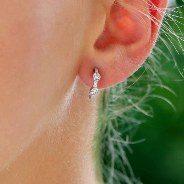 Diamond Hoop Earrings in 18ct White Gold, 0.30 carat total
