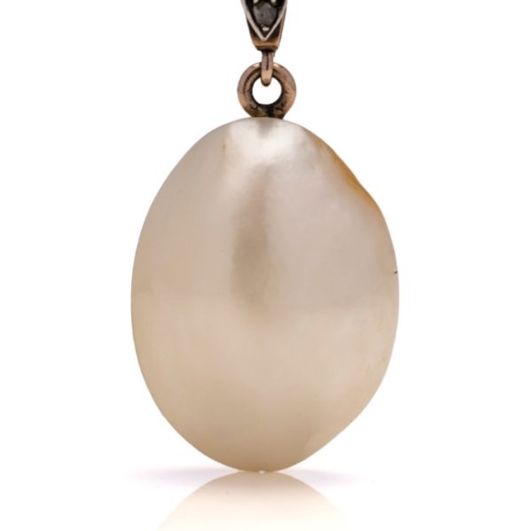 Early Victorian Antique Certified Natural Blister Pearl Pendant