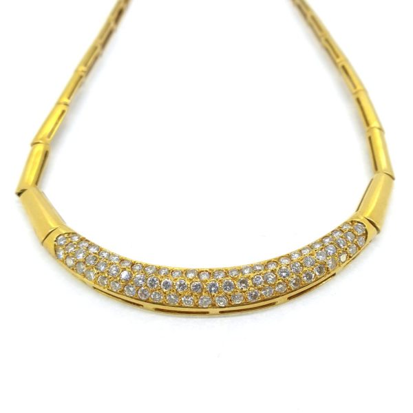 Retro 2ct Diamond Set 18ct Yellow Gold Collar Necklace