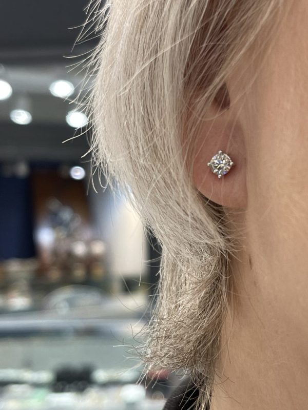 Diamond Solitaire Stud Earrings, 0.80 carat total