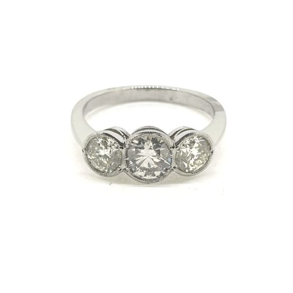 1.50cts Diamond Three Stone Diamond Engagement Ring in Platinum