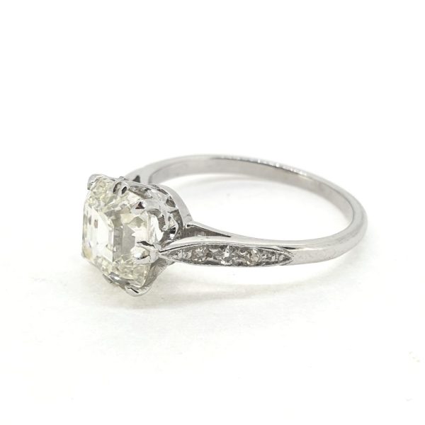 2.10ct Asscher Cut Diamond Solitaire Engagement Ring in Platinum