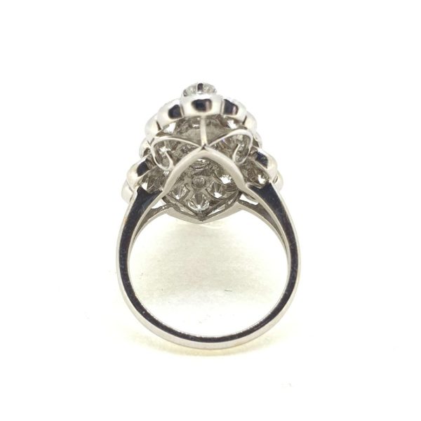 5.5ct Navette Shaped Diamond Cluster Ring