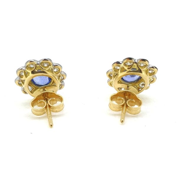 1.50ct Oval Sapphire and Diamond Cluster Earrings in 18ct Gold