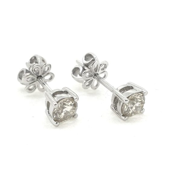 0.80ct Diamond Solitaire Stud Earrings in 18ct White Gold